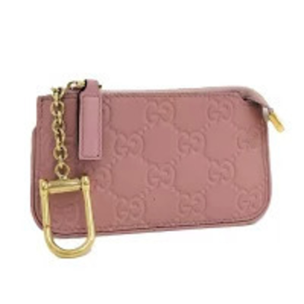 Gucci coin case Wallet key ring Gucci Guccissima leather pink